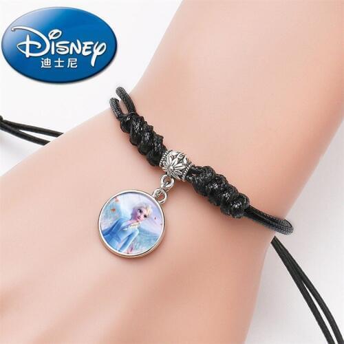 Disney Princess Childrens Cartoon Frozen Elsa Leather Rope Bracelet Accessory Pendant Girls Bracelet Accessory Birthday Gift
