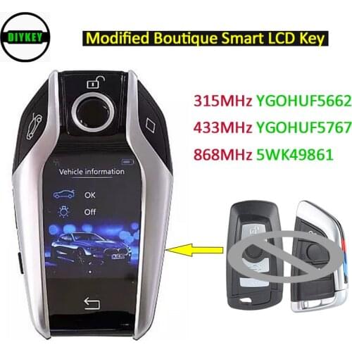 DIYKEY Modified Boutique Smart LCD Key for BMW CAS4 / CAS4+ / EWS5 / FEM / BDC FSK 315 /433.92/ 868MHz FCC: YGOHUF5662, HUF5767
