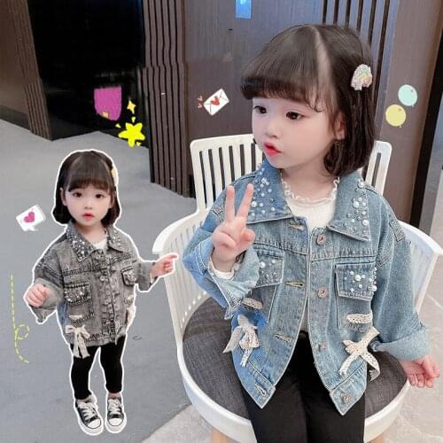 Lace Bow Jean Spring Autumn Coat Girls Kids Outerwear Teenage Top Children Clothes Costume Evening Party High Quality