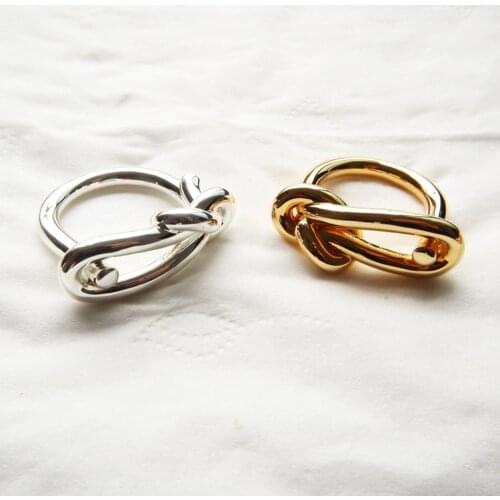European and American style knotted ring minimalist retro brass high color retention