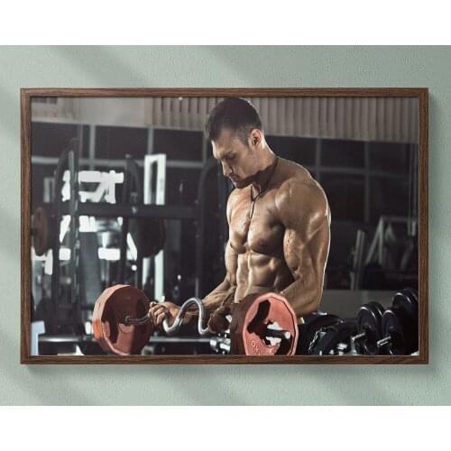 Fitness Bodybuilding Man Strong Muscles Exhibition Healthy Body 11 Wall Sticker Silk Fabric Poster Art Indoor Decor Bright
