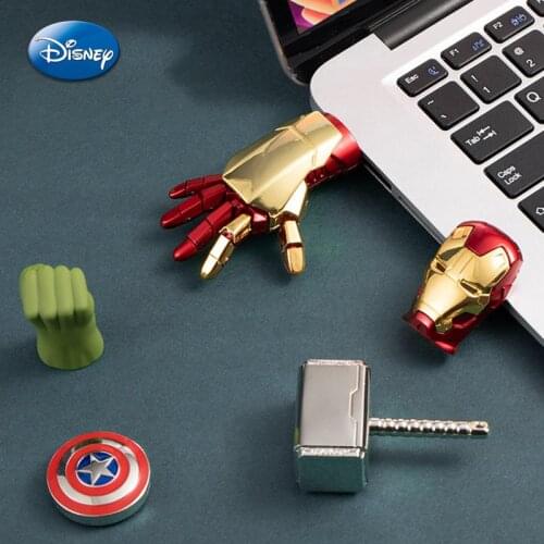 New Disney USB Flash Drive 32GB 16GB 8GB Iron Man Captain America Thor Movie Figure Around U Disk Adult Christmas Stick Present