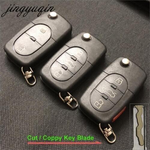 Jingyuqin Key blade Cutting 2/3/4 Buttons Flip Car Key Case Shell Fob For Audi TT A4 A6 A8 Quattro Copy Blank CR1620 Holder