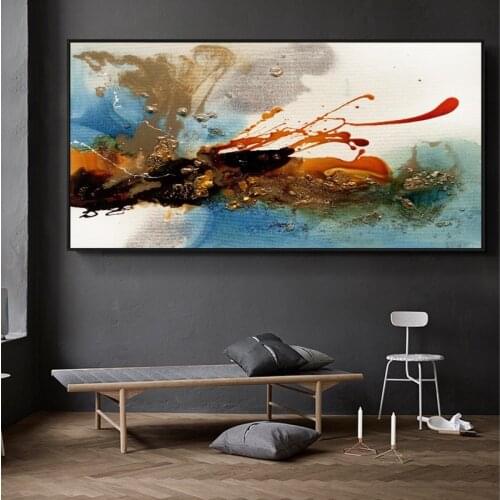 Modern Abstract Oil Painting on Canvas Posters and Prints Wall Art Colorful Rhythm Pictures for Living Room Decor Frameless