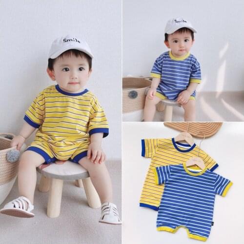 Cotton Baby Rompers Summer Infant Jumpsuit Fashion Baby Boys Clothes Short Sleeve Newborn Baby Clothing Striped Baby Costume