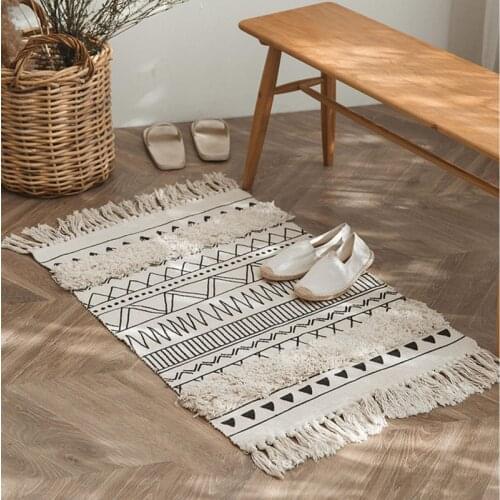 Round Cotton Linen Bohemia Prayer Tassels Carpet Table Area Rugs Modern Non-Slip Yoga Bath Mats Footcloth