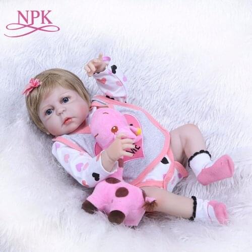 NPK Bebe Victoria Reborn Baby Dolls 22Inch Full Vinyl Body Doll New Fashion 55cm Realistic Lovely girl with floral dress bonecas