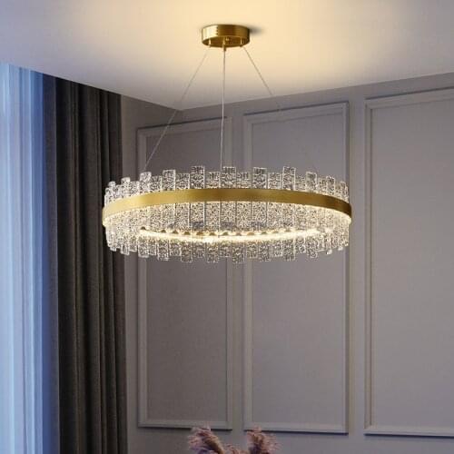 Postmodern Minimalist Living room Chandelier Nordic home round Crystal Glass Pendant Lamp lobby Luxury LED chandelier Lighting