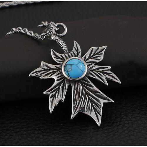 European and American hip hop personality pendants Mens titanium steel Takahashi Goro leaf street dance trend accessories