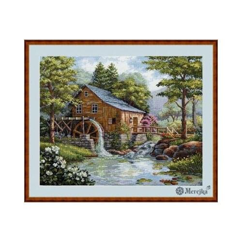 Linzhong water mill 56-47 Cross Stitch Set DIY Kit Embroidery Needlework Craft Packages Cotton Fabric Floss