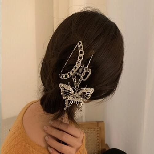 2020 New Vintage Long Tassel Butterfly Metal Hairpin Love Pendant Barrette for Women Party Accessories Jewelry