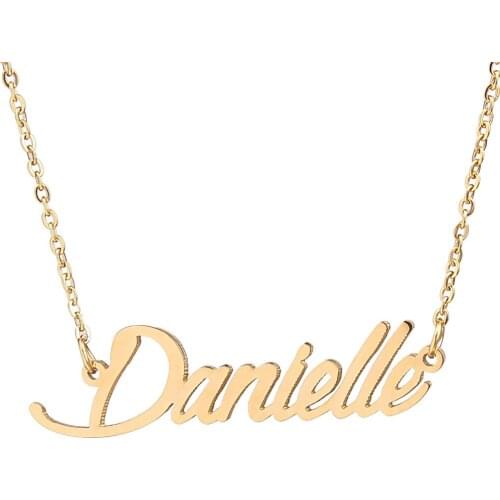 Danielle Name Necklace Personalised Stainless Steel Women Choker 18k Gold Plated Alphabet Letter Pendant Jewelry Friends Gift
