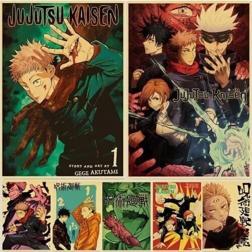 Anime Jujutsu Kaisen Posters Kraft Paper Vintage Poster Wall Art Painting Study Home Living Room Decoration Pictures