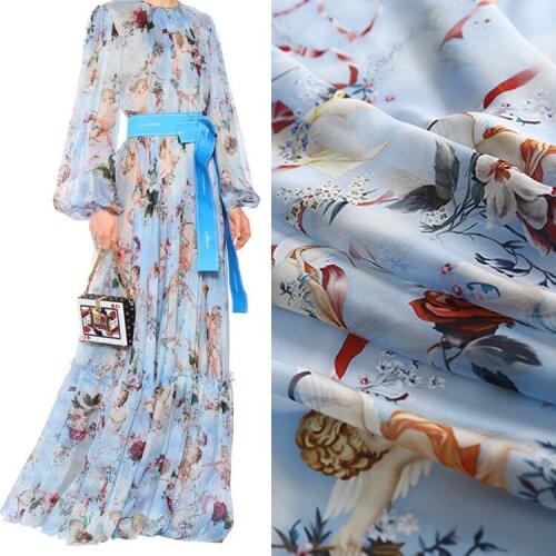 Polyester chiffon fabric meter brand digital printing dress fabric handmade DIY polyester fabric wholesale polyester cloth