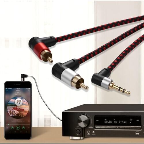 Gold Plated 3.5mm Male to Female 90 Degree Right Angle AUX Y Splitter Cord Audio Microphone Jack Stereo Plug Connector l