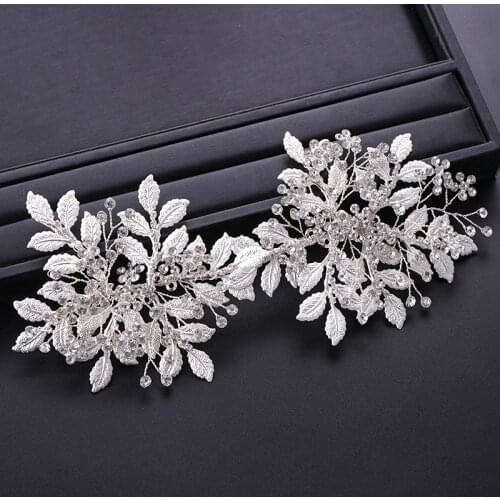 Luxury Silver Leaf Crystal Bridal Tiaras Headpiece Ethnic Handmade Bride Hair Band Headband Wedding Hair Jewelry Accessories VL