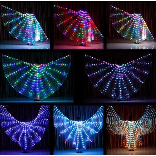 Halloween Led Isis Belly Dance Light Up Wing Butterfly Led Isis Wing Accessory 360 Angel Costumes With Sticks Adult Lamp