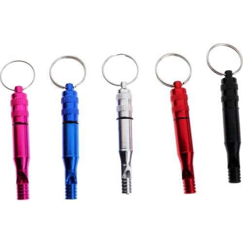 5pcs Aluminum Alloy Emergency Safety Whistle with Waterproof Compartment & Key Ring for Outdoor Hiking Travel Camping Boating