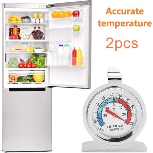 Hot 2Pcs Large Round Dial Kitchen Stainless Steel Freezer Refrigerator Thermometer