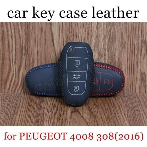 Only Red new style Hand sewing DIY car styling Car key cover car key case Genuine leather fit for PEUGEOT 4008 308(2016)