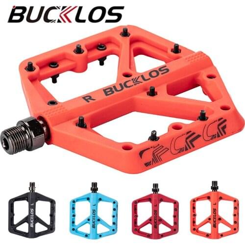 BUCKLOS Nylon Bicycle Pedal 9/16in Mountain Bike Pedals Waterproof Anti-slip DU Sealed Bearing Flat Platform Bike Accessories