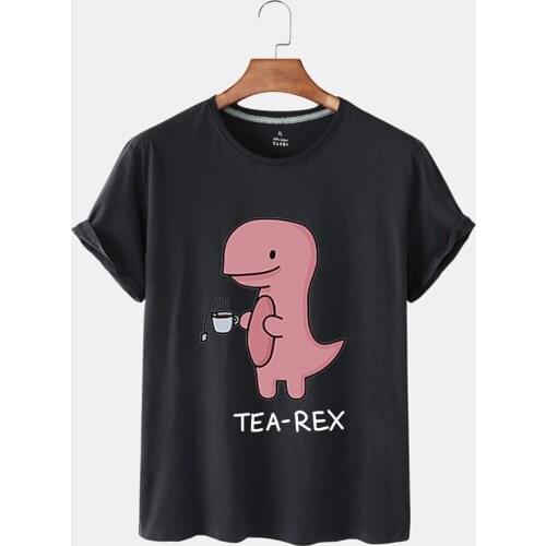 Womens T-Shirt Summer Cartoon Dinosaur Print Harajuku Graphic T-Shirt Short Sleeve Round Collars Elastic T-Shirt Casual Women