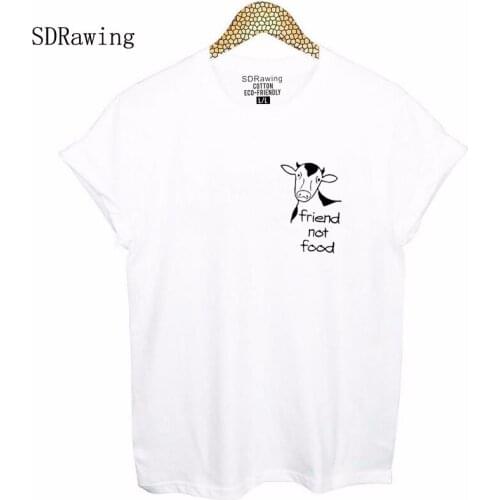 Funny Cows freind not food print cotton t shirt for women Graphic Tees summer casual tops plus size drop ship