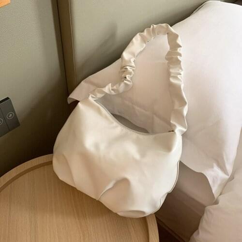 Spring Summer Style Soft Cloud Dumpling Bag Fairy Simple Delicate Pleated Solid Color Women Shoulder Bag