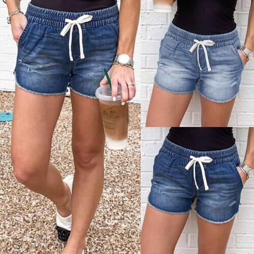 2021 Womens Fashion High Waist Denim Shorts Blue Jeans Ripped Casual Pants Daily Comfy Simple Jeans Штаны Женский Free Shipping