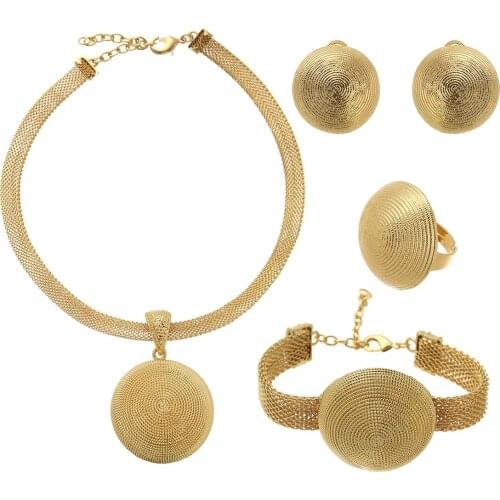 Gold Jewelry Sets Women Indian African Jewelry Set Wedding Jewellery for Brides Dubai Gold Jewelry Sets