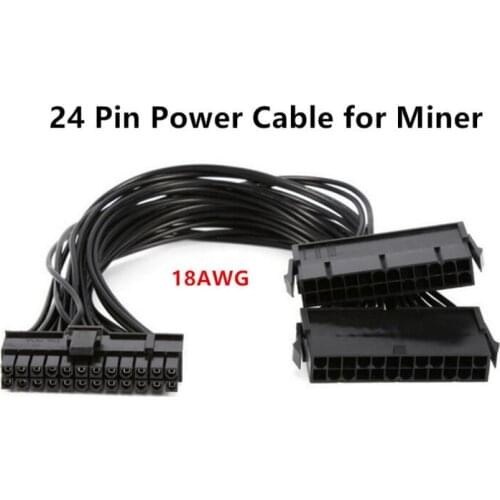 100pcs 24P Dual PSU Power Supply Cable 30cm (20+4)pin ATX Motherboard Mainboard Adapter Connector Cable Mining Extension Cable