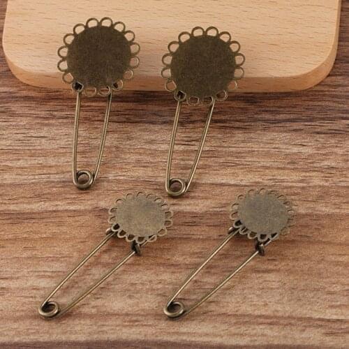 20mm 13x18mm Blank Brooch Pin Bezel Cabochon Base Safety-pin Paper Clip Earrings Women Punk Hip Hop Party Jewelry Accessories