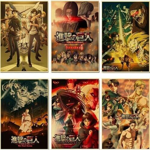Attack on Titan 4 retro posters kraft wall paper High Quality Painting For Home Decor
