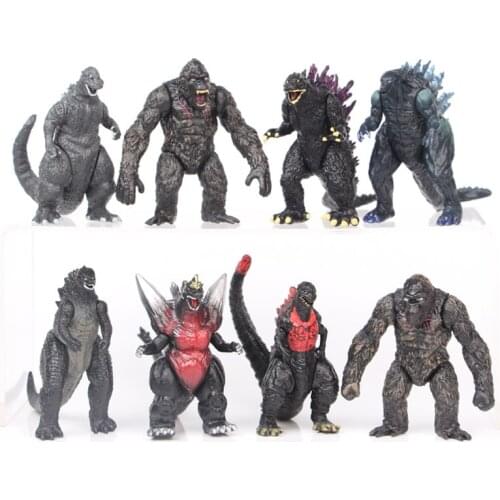 8pcs/set Gojiras Vs Kings Monkey Kong Figure Model Toys 8.5cm