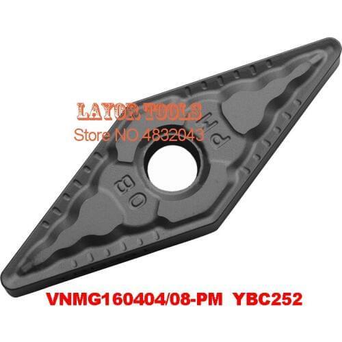 Free Shipping 10PCS VNMG160404-PM YBC252/VNMG160408-PM YBC252 (10pcs/lot) Cemented Carbide Cutting tools turning insert