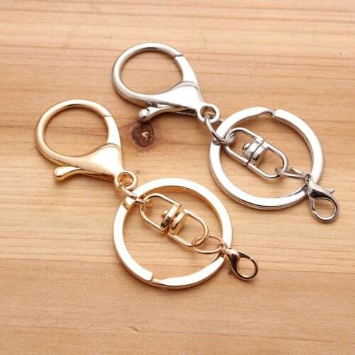5pcs 30mm Key Ring Long 73mm Popular classic Plated lobster clasp key hook chain jewelry making keychain