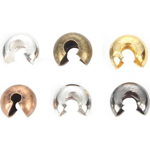 100pcs 3/4/5mm 6 Color Copper Opening Position Beads Spacer Cream Crimp Beads For Making Bracelet Necklace Jewelry Accessories