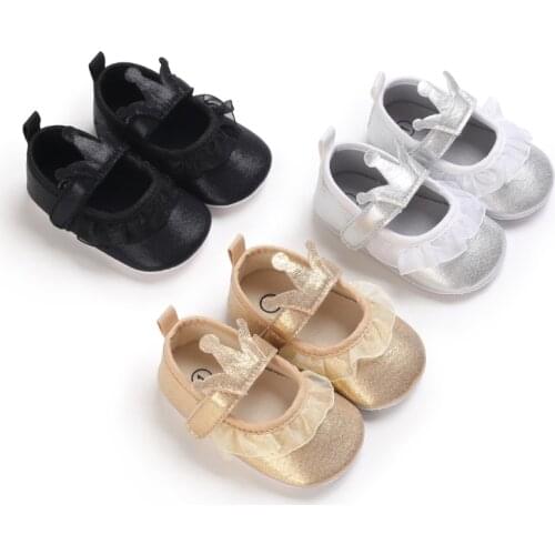 Baby PU Leather Baby Girl Baby Toddler Baby Shoes for 1 Year Old Shoes An crown Soft Soled Non-slip Footwear Princess Shoes