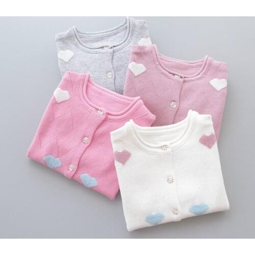 Baby Girls Sweaters Kids Clothes Cotton Children Knitted Sweater Coat Cute Love Heart Girls Jacket