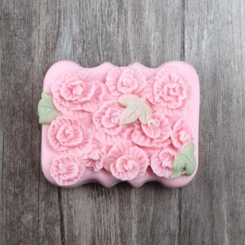 DIY Soap Molds Rectangle with Flower Pattern Silicone Molds Handmade Gift Making Tool