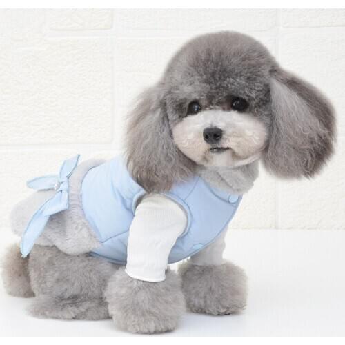 Two Feet Dog Vest Cotton Padded Down Jacket Autumn Winter Pet Clothes for Small Dog Clothes Blue Pink Colors Dog Coat