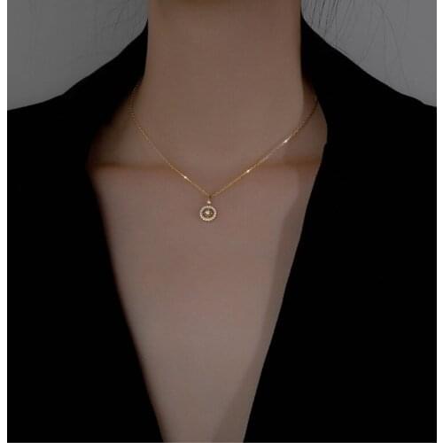 Elegant 925 Sterling Silver Crystal Round Bead Charm Necklace Pendant Fine Jewelry Necklace choker For Women Wedding dz298