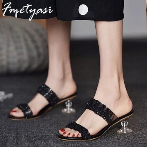 Fmetyasi New Fashion Sandals Mesh Transparent Heel Sandals elegant Women Party Sandals Leisure High Heel Sandals Ladies