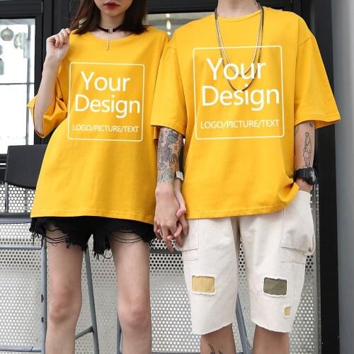 Summer Custom Your Images T Shirts Cotton Oversized Harajuku Unisex Clothing Casual T-Shirt Short Sleeves Aesthetic Loose Tops