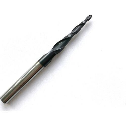 HRC55 R0.75*D4*20.5*50L*2F Tungsten solid carbide Coated Taper Ball Nose End Mills taper and cone endmills