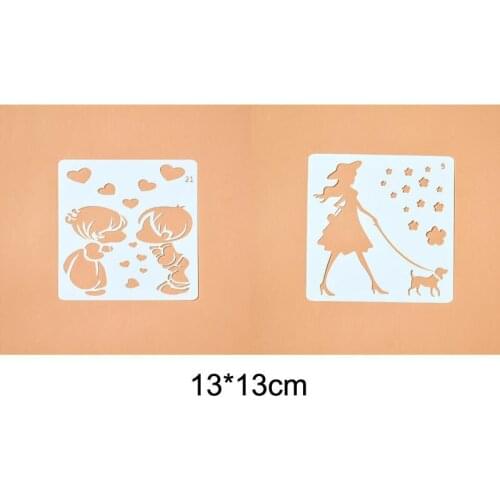 2pc Sweet Lover Openwork Template Engraving Drawing Stencil DIY Scrapbooking Album Decorative Embossing Template