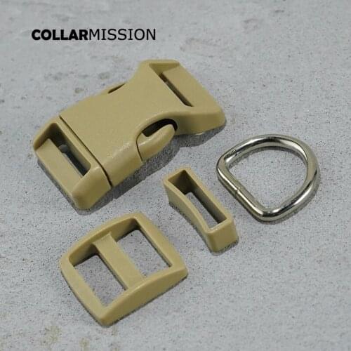 Colorful(plastic buckle+Tri-Glid+square keeper+D ring) DIY dog collar light brown 25mm webbing sewing accessory premium quality