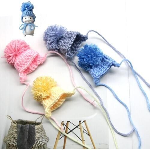 5-10Pcs Knitting Drawstring Mini Hats DIY Craft Material Kids Headwear Hair Accessories Crochet Toys Jewelry Ornaments Small Cap