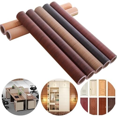 Wood Grain Wall Sticker Thick Waterproof Vinyl Self Adhesive Wallpaper Door Decor Wardrobe Cabinet Furniture Renovation Poster
