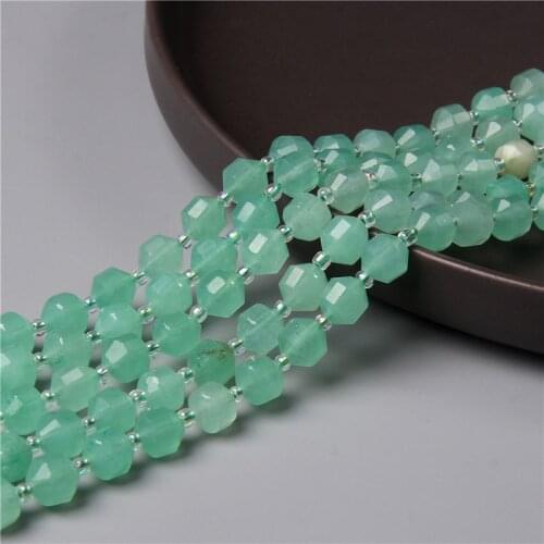 Natural Green Gems Mineral Aventurine Jades Beads OIive Shape Loose Stone Beads for Jewelry Making DIY Bracelet Necklace 7.5